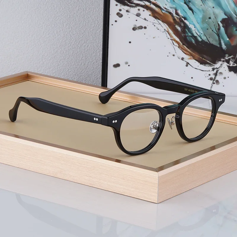 Japanese Style Handmade High Quality Acetate Round Oval Glasses Frame For Men Women Designer Eyeglasses Can customize lenses