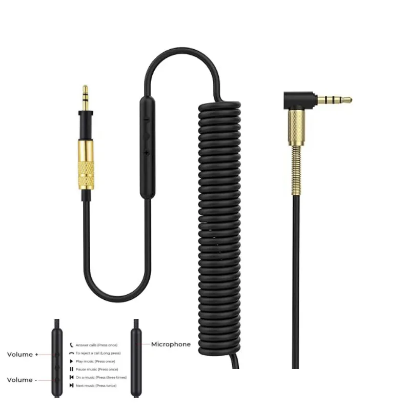 Hochwertiges Audiokabel für AKG K450/K451/K452/K480/Q460 Headset, 3,5mm auf 2,5mm Stecker mit Mikrofon-Federkabel. – Detail 6