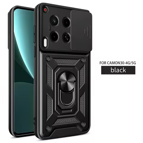 For Camon 30 4G Case Car Magnetic Ring Holder Phone Coque For Tecno Camon 30 4G CL6 6.78" Silde Lens Armor Shockproof Back Cover