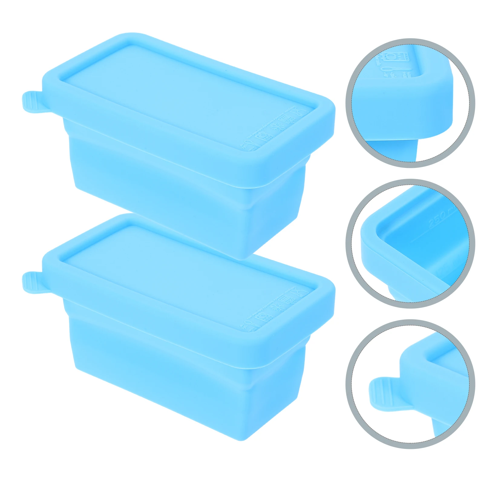 

2pcs Freezer Storage Tray Sealing Silicone Box Mini Fridge Food Container Reusable For Sauce Oil Vinegar Jam Condiment