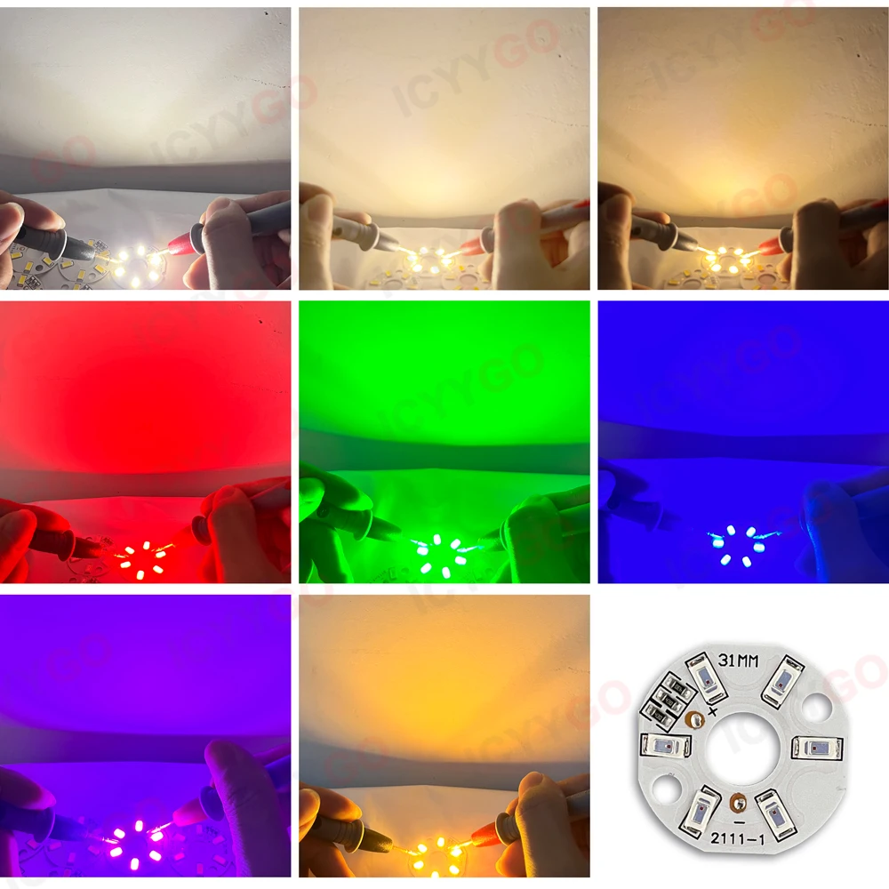 3W 5V Laagspanning Led Warm Wit 4000K Rood Blauw Groen Roze Paars Licht Diy Paneellamp Ronde Lichtbron 31Mm