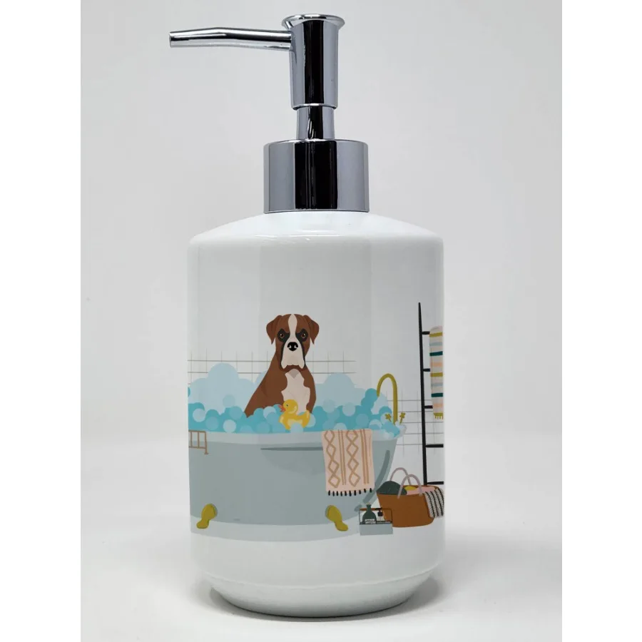 

Natural Eared Red Fawn Boxer Ceramic Soap Dispenser Hand Soap Dispenser Pump Bottles for Bathroom Kitchen Empty Refillable Liqu