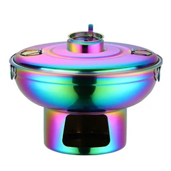 Chinese Style Stainless Steel Charcoal Small Hotpot Portable Picnic Cookware Dry Ice Hot Pots Soup Colander Restaurant Two-use