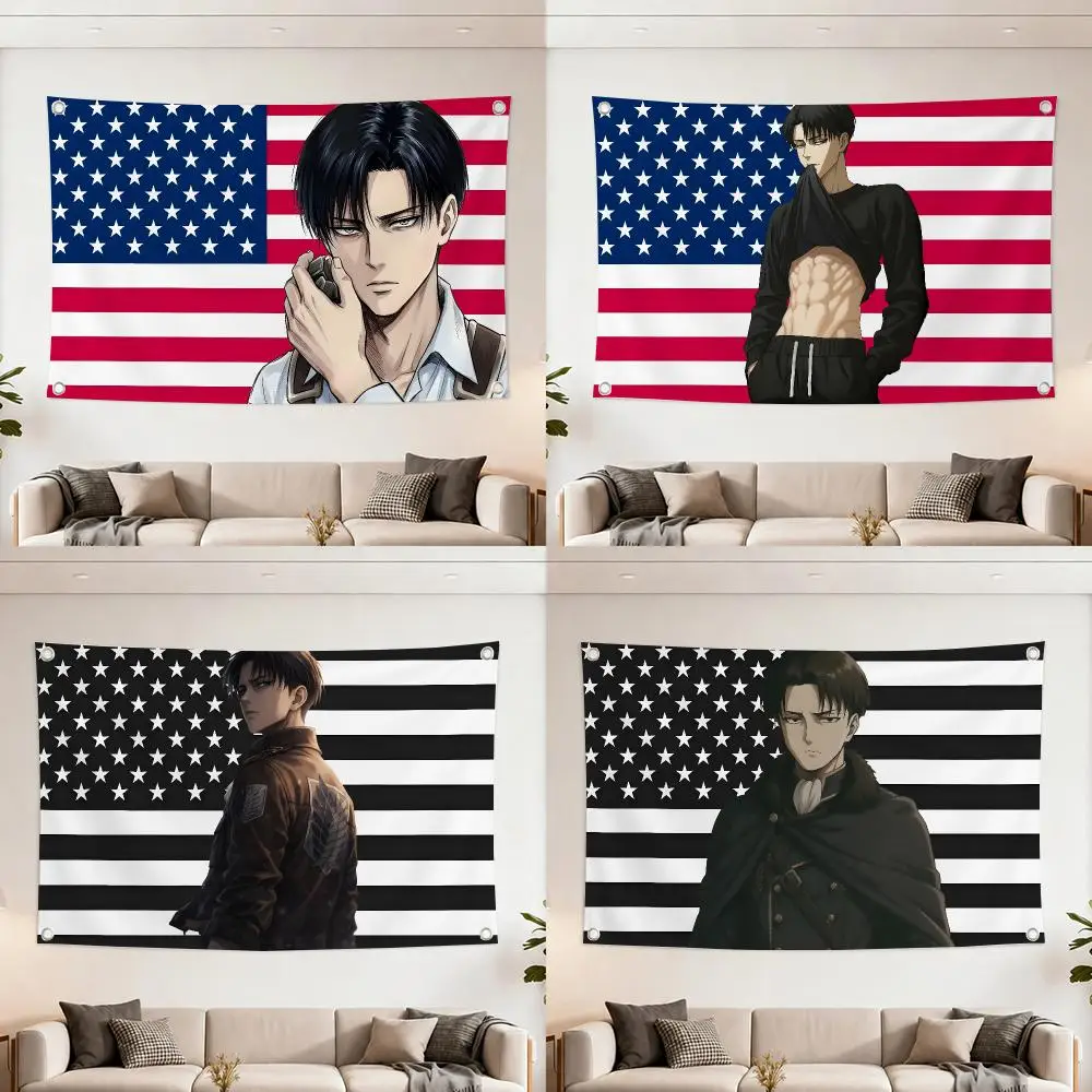 Anime Character Levi Ackerman Flags Home Yard & Garden Decor Banner - Indoor Outdoor Wall Hanging Flag