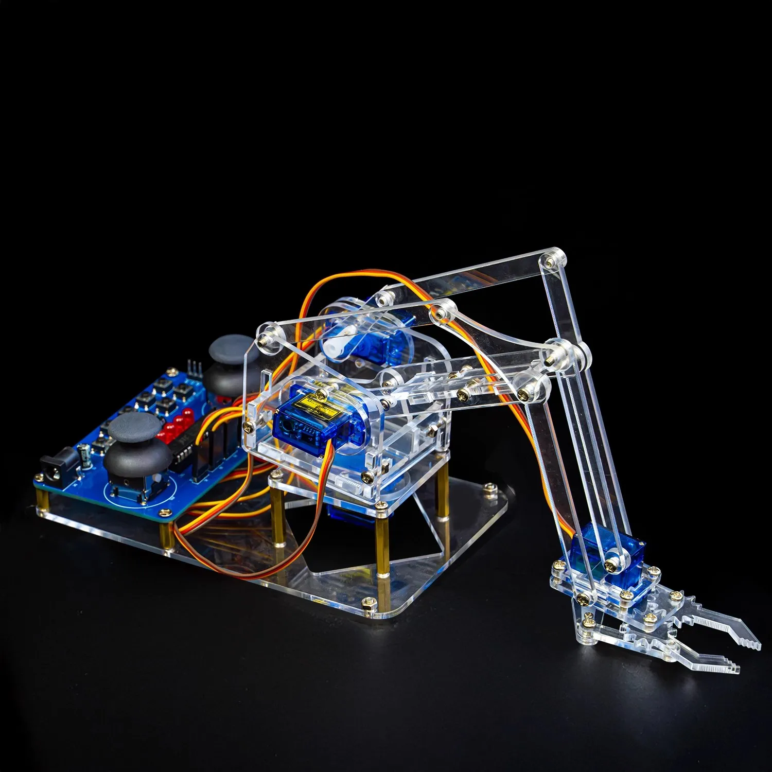 

Four Degree of Freedom Assembly Robotic Arm Microcontroller Soldering Kit Acrylic Robotic Arm