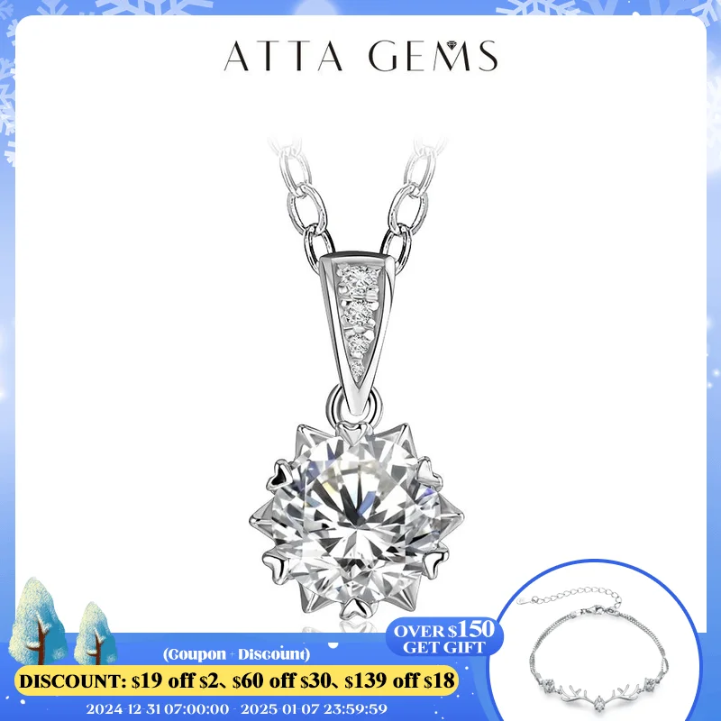 1 Carat Round Brilliant Cut D Color Moissanite Pendant Necklace Silver 925 Moissanite Diamond Test Past White Gemstone Necklace