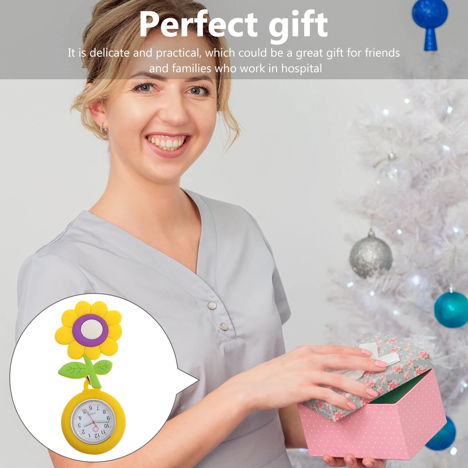 

Quartz Pocket Watches Luminous Clip on Nurse Watch 3D Yellow Design for Women Men Easy Time Check Practical Gifts