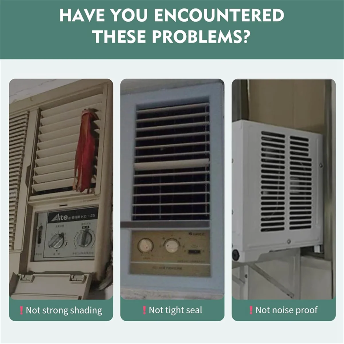 Aire acondicionado de ventana, panel de espuma con aislamiento lateral, aislamiento térmico y tiro, paneles de dos piezas, sello de ventana blanco