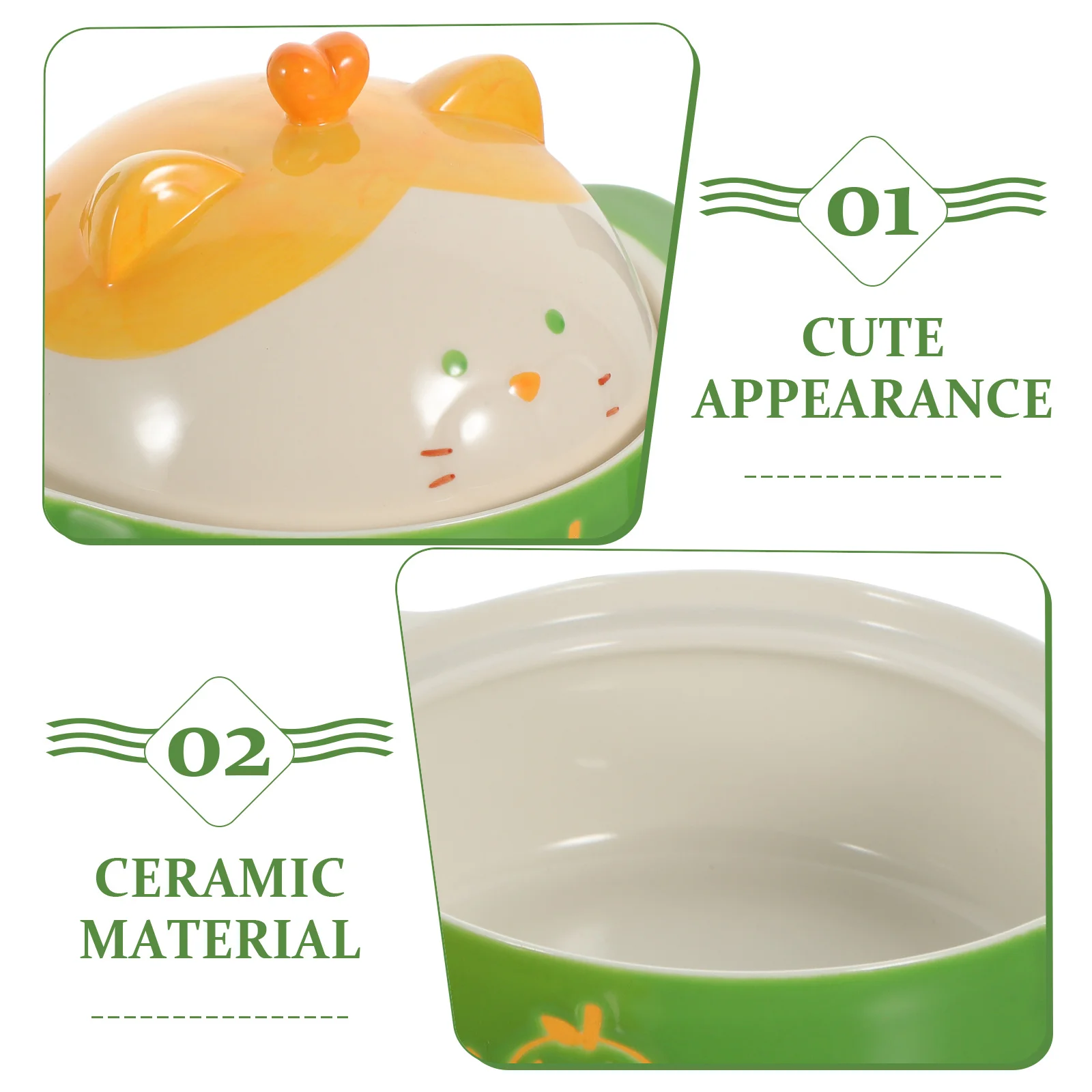 

Ceramic Ramen Bowl Cat Design with Lid Handle Soup Noodle Fruit Bowl Suitable Office Dorm Soup Bowls Japanese Dinnerware Set