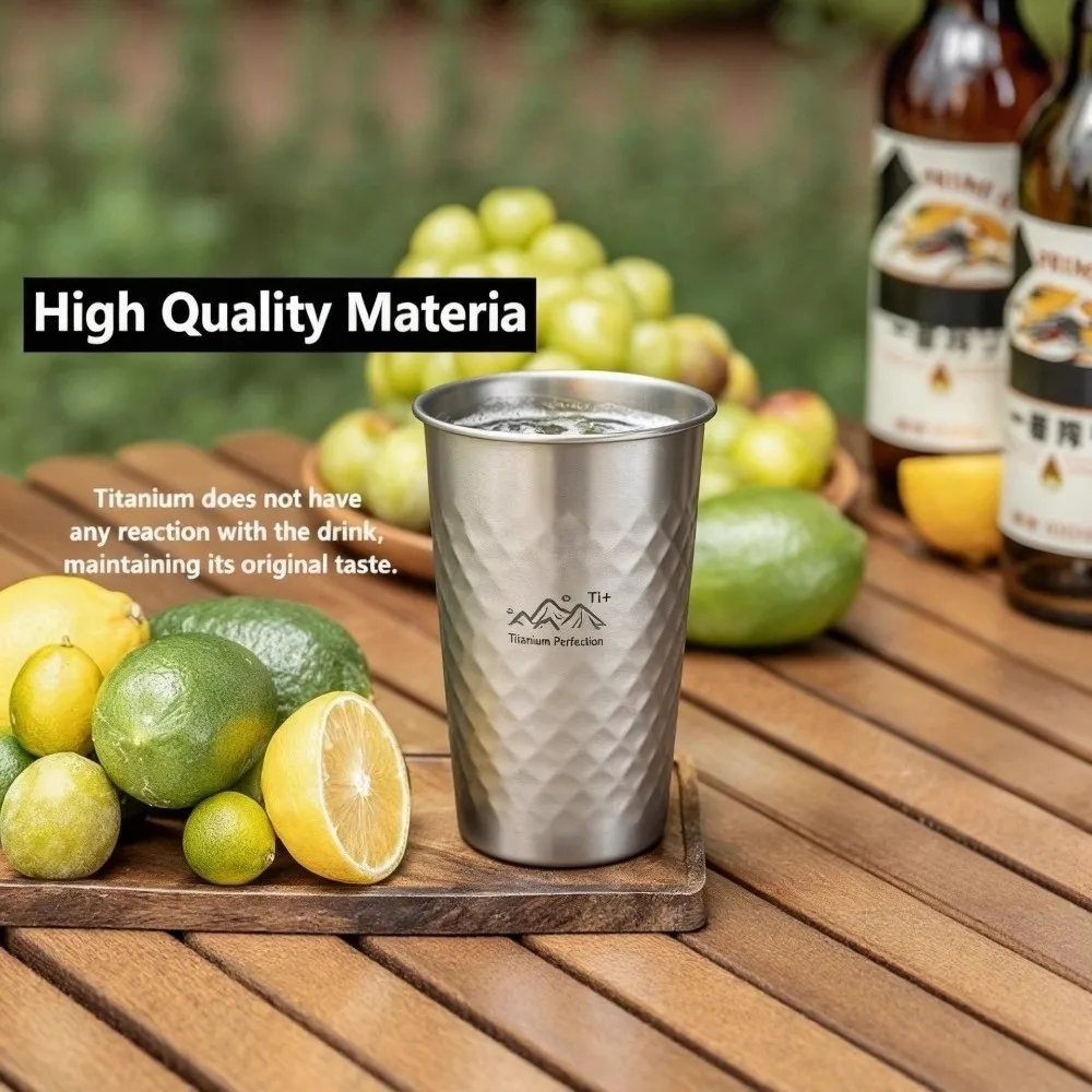 350/500/600ml Pure Titanium Titanium Drinking Cups Durable Ultra-Light Titanium Beer Mug Portable Coffee Tea Cup