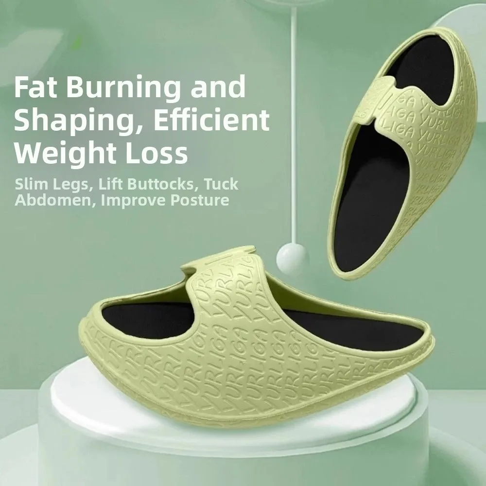 

1 Pair Women's Body-shaping Slippers Rocking Ankle Calf Stretching Sandals Thick Sole Wedge Platform Rocking Slipper Home Use