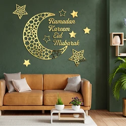 Eid Mubarak Wall Stickers Ramadan Kareem Moon Wall Decals For Home Decor Wallpaper Islamic Muslim Party Supply Eid Al Adha Gifts
