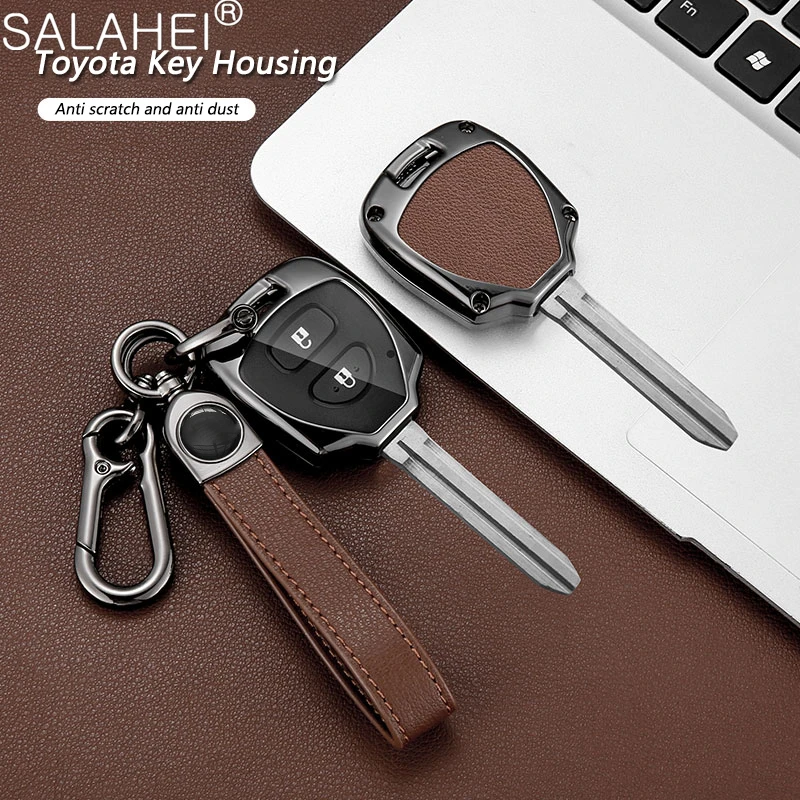 Leather Car Key Case Cover Shell Holder Protector For Toyota Corolla Camry Reiz RAV4 Crown Avalon Venza Matrix Auris Accessories