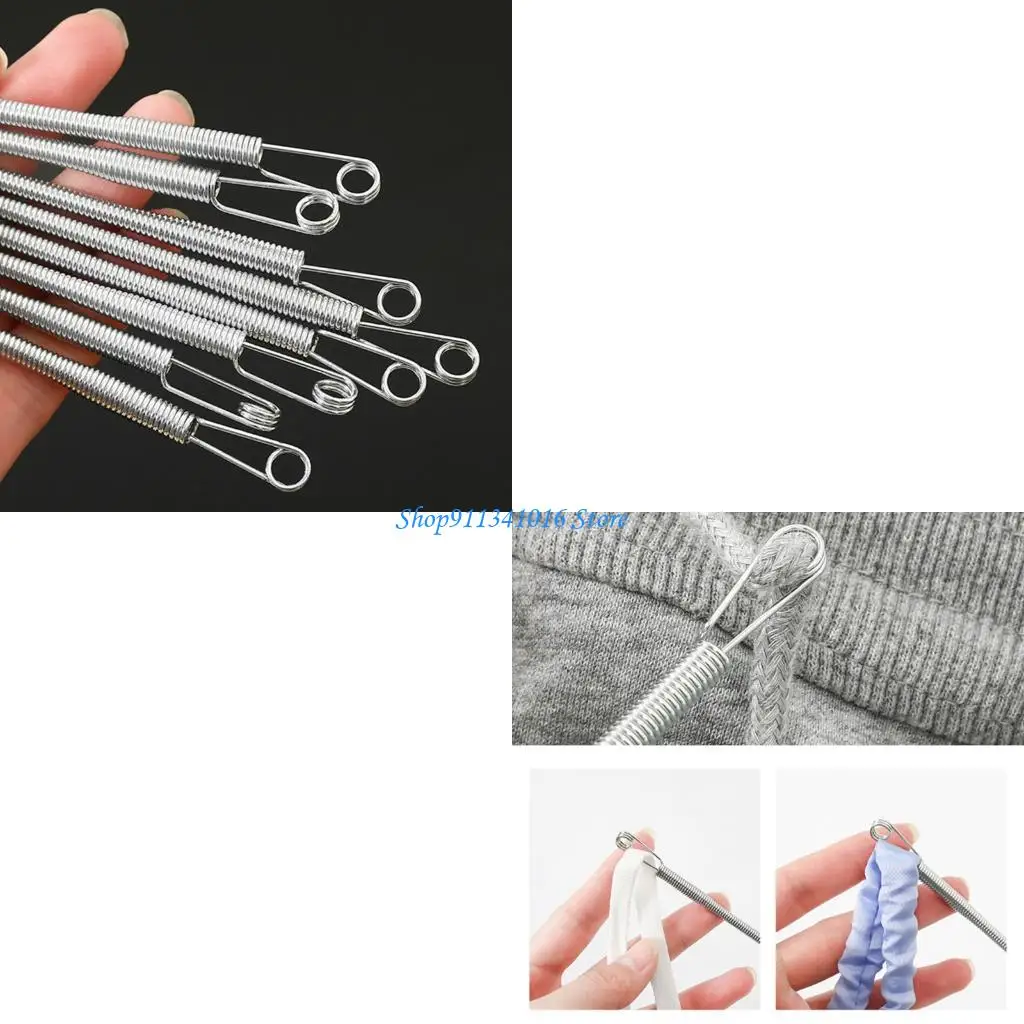  5Pcs Elastic Band Threader Flexible Spring Load Metal Drawstring Threader