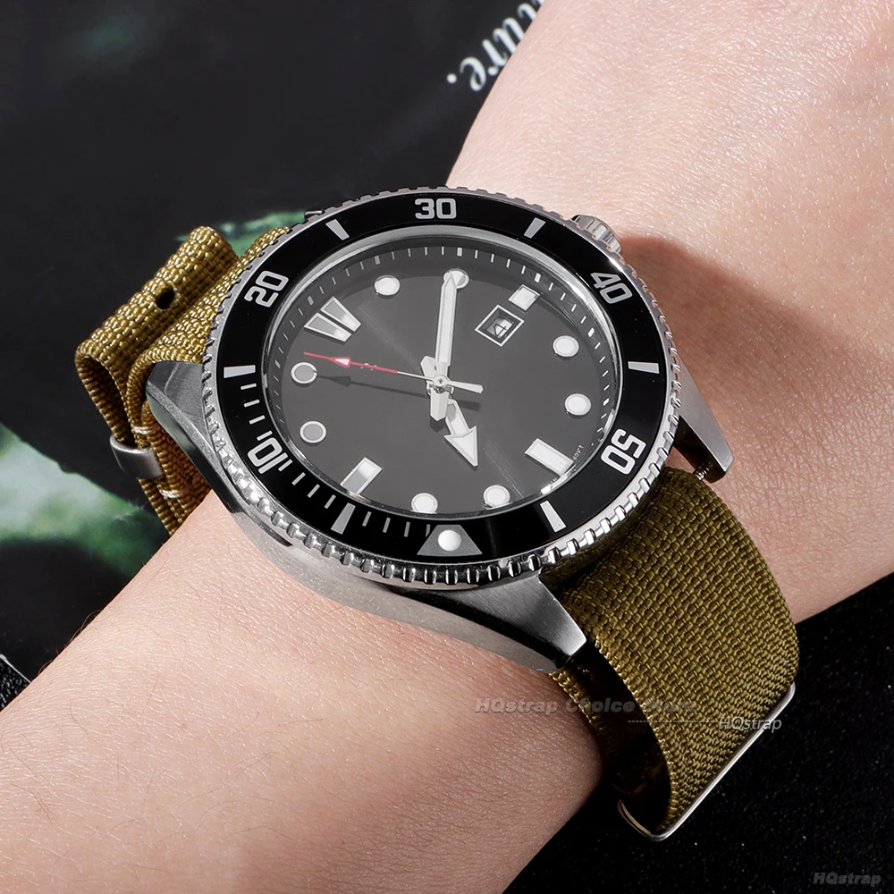 18mm 20mm 22mm 나일론 짠 캔버스 시계 밴드 고급 강철 바늘 버클 스트랩 세이코 군사 스포츠 손목 벨트에 대한 유니버설 팔찌