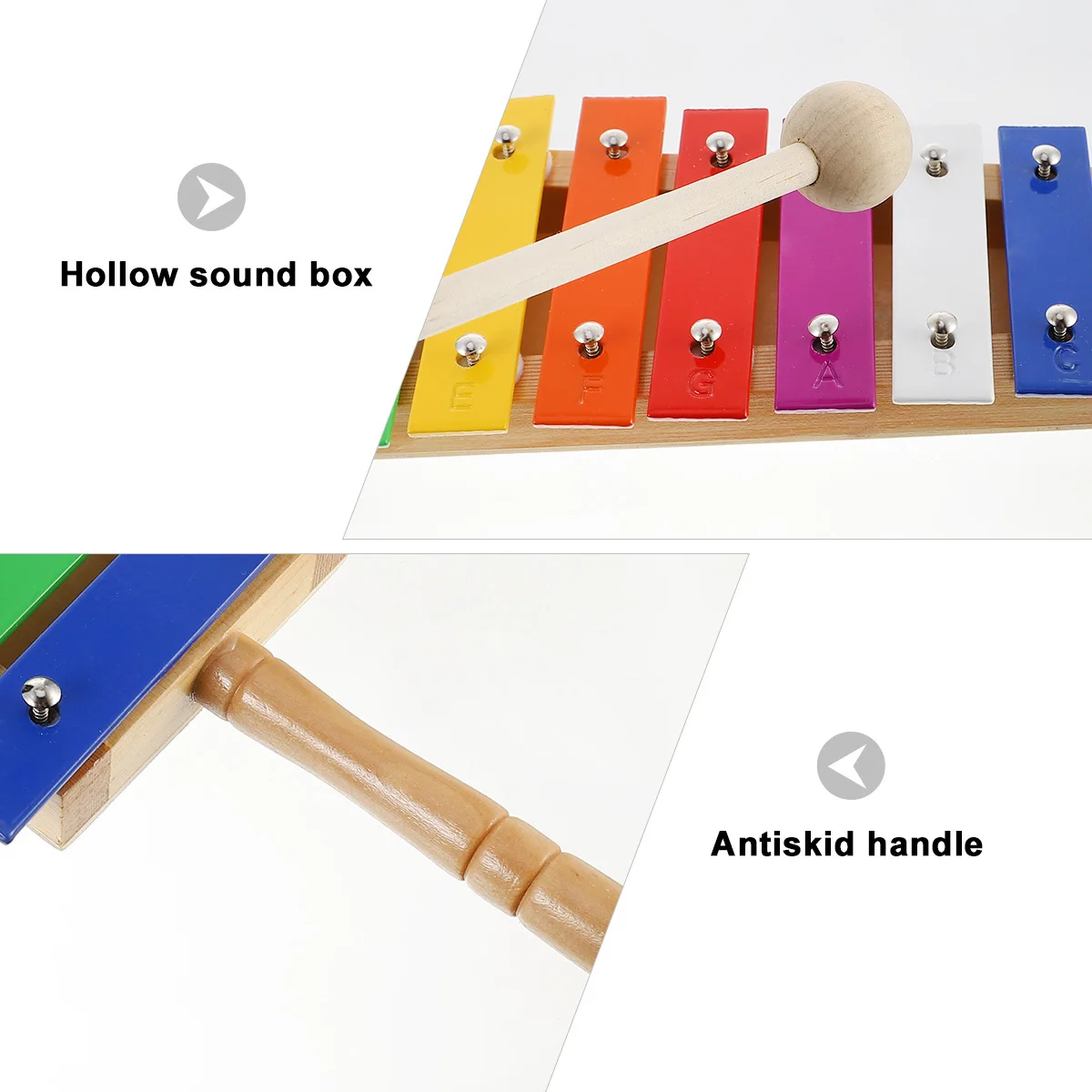 Zabawka muzyczna dla dzieci: aluminiowy banjo, drewniany ksylofon, instrument perkusyjny do zabawy ręcznej, kolorowy, 1 sztuka.