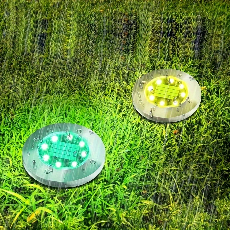 8PCS Color Changing Solar Ground Light 8LED Outdoor Garden Solar Underground Light Landscape Lighting Lamps For Patio Lawn Steps