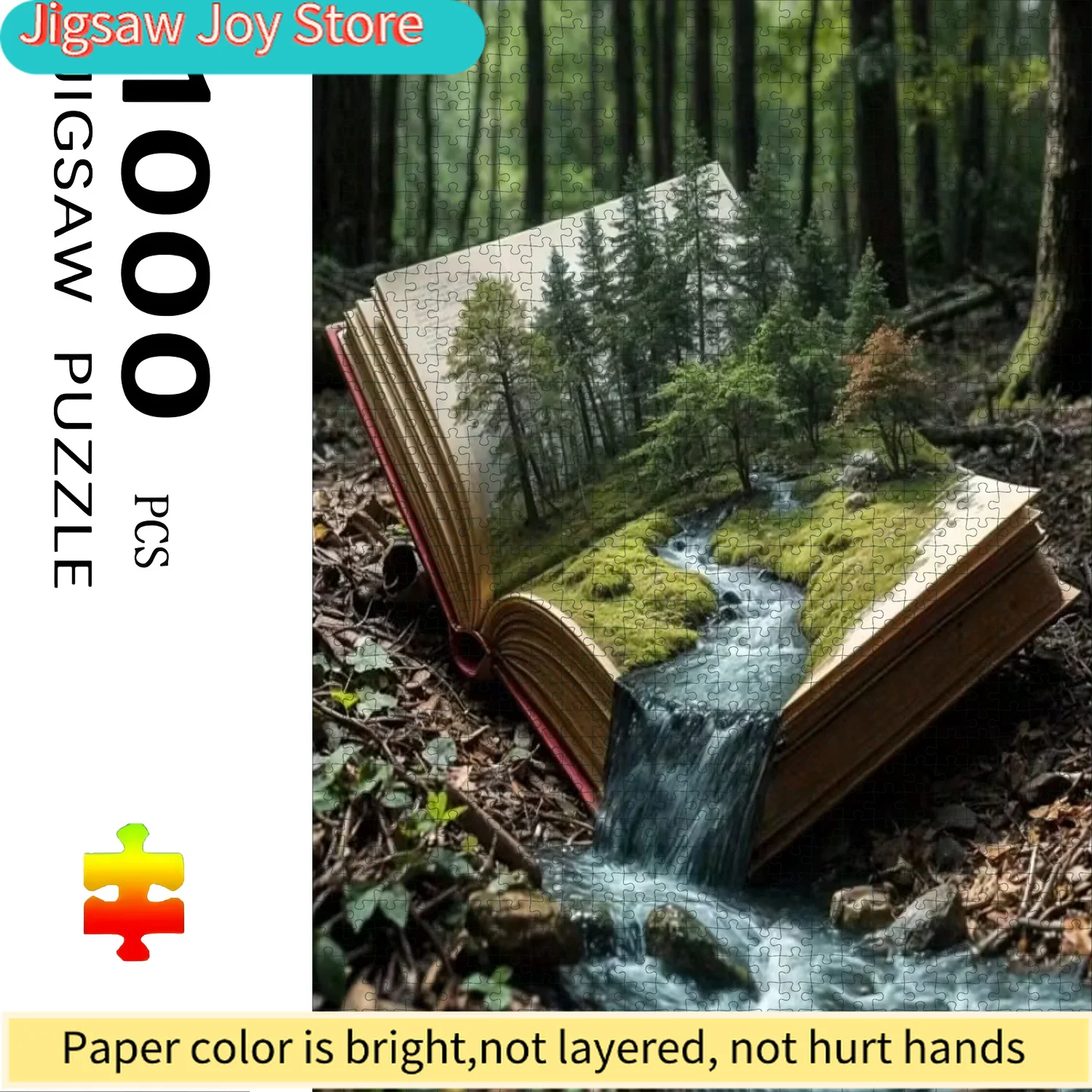 

Adult Jigsaw Puzzle: Forest and River in a Book - Challenging Large Puzzle and Families, Durable Portable Box, Ideal for Fami