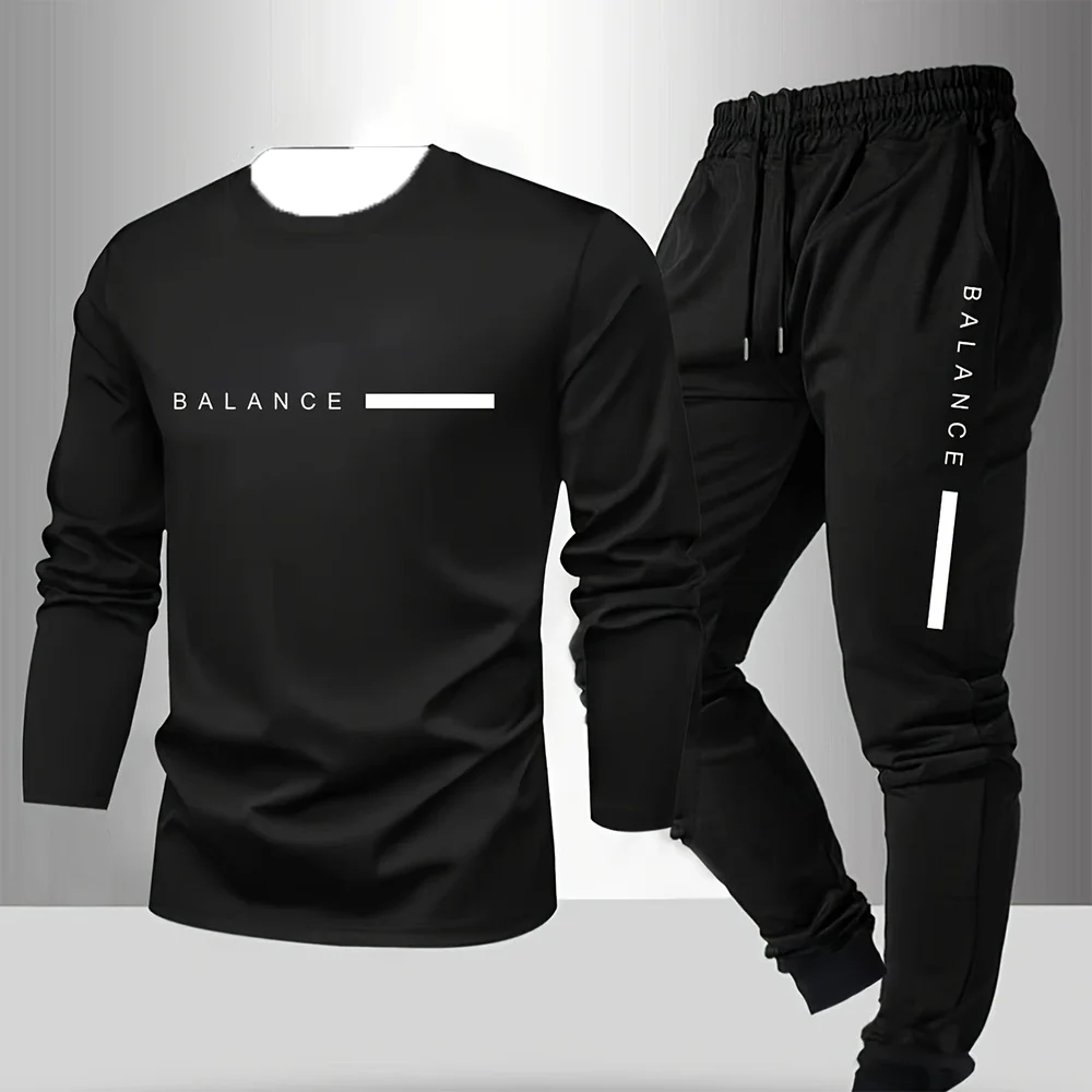 جديد الأساسية الخريف والشتاء الرجال طويلة الأكمام تي شيرت السراويل الطويلة بدلة رياضية غير رسمية ملابس منزلية عصرية ومريحة