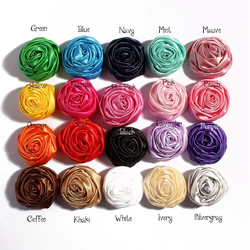 10pcs/lot 4.5CM 20Colors Novelty Artificial Soft Satins Ribbon Rolled Rose Fabric Artificial Flowers For Wedding Decoration