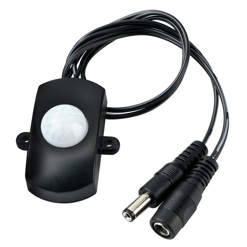 SQPP-Interruptor de sensor de movimiento Mini PIR Sensor infrarrojo IR DC 6V 12V 24V 5A PIR para tira de luz LED (negro)