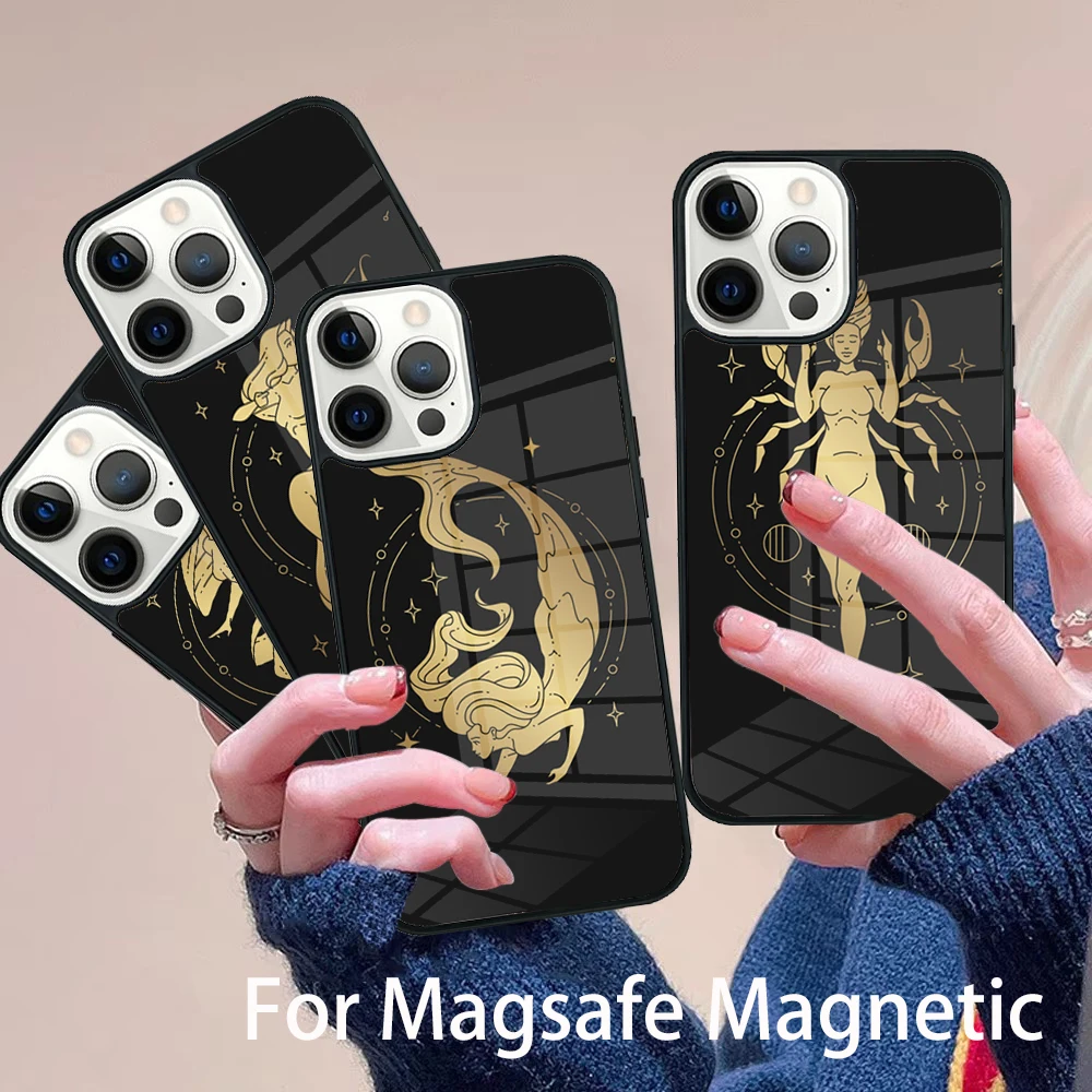 

Zodiac Phone Case Magesafe Magnetic Wireless Charge Cover For IPhone 16 11 12 13 14 15 Pro Max Plus Mini