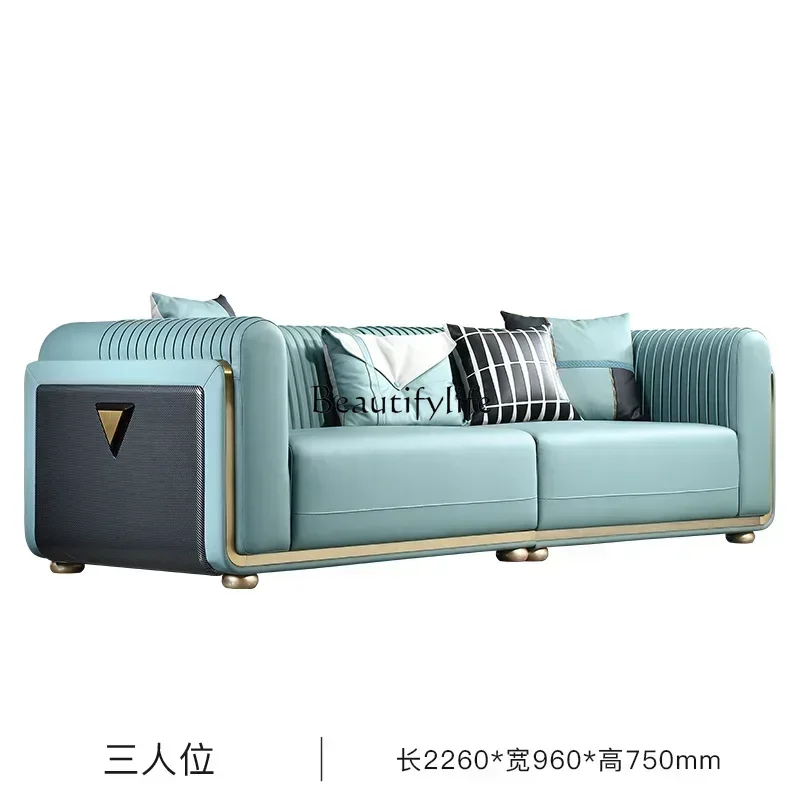 

Modern Italian light luxury leather sofa combination living room furniture original design