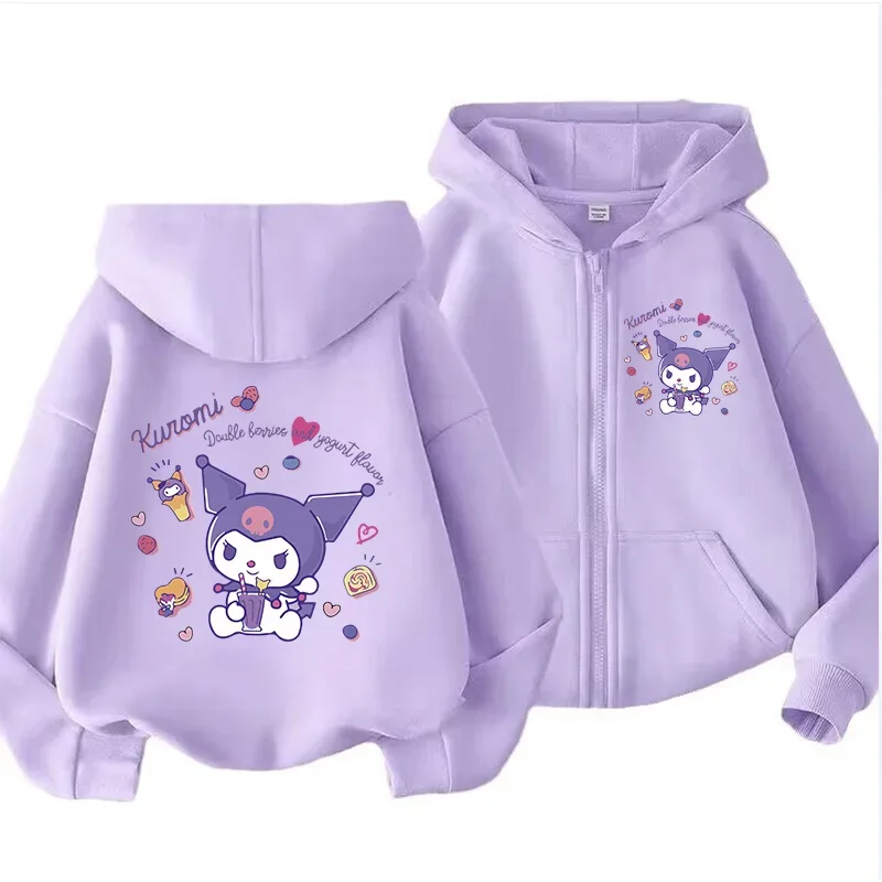 Zip Up Hoodie Kawaii Kids Streetwear Kuromi Children's Hoodie Zipper Children Sweatshirt Manga Clothes Kid Girl Boy Top Hoody