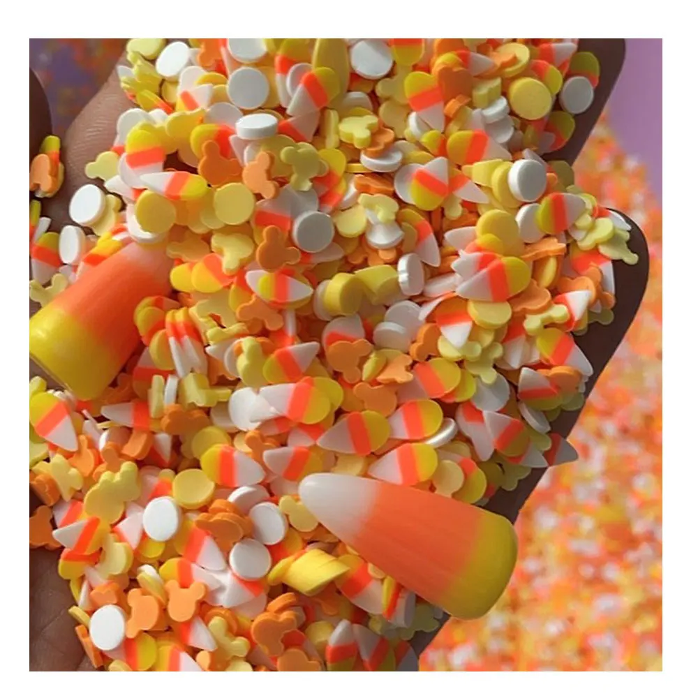 Mix Resin Corn Candy Slice Hot Clay Halloween Sprinkles for Slime Filling Material Polymer Clay Cake Decoration Crafts DIY Nail