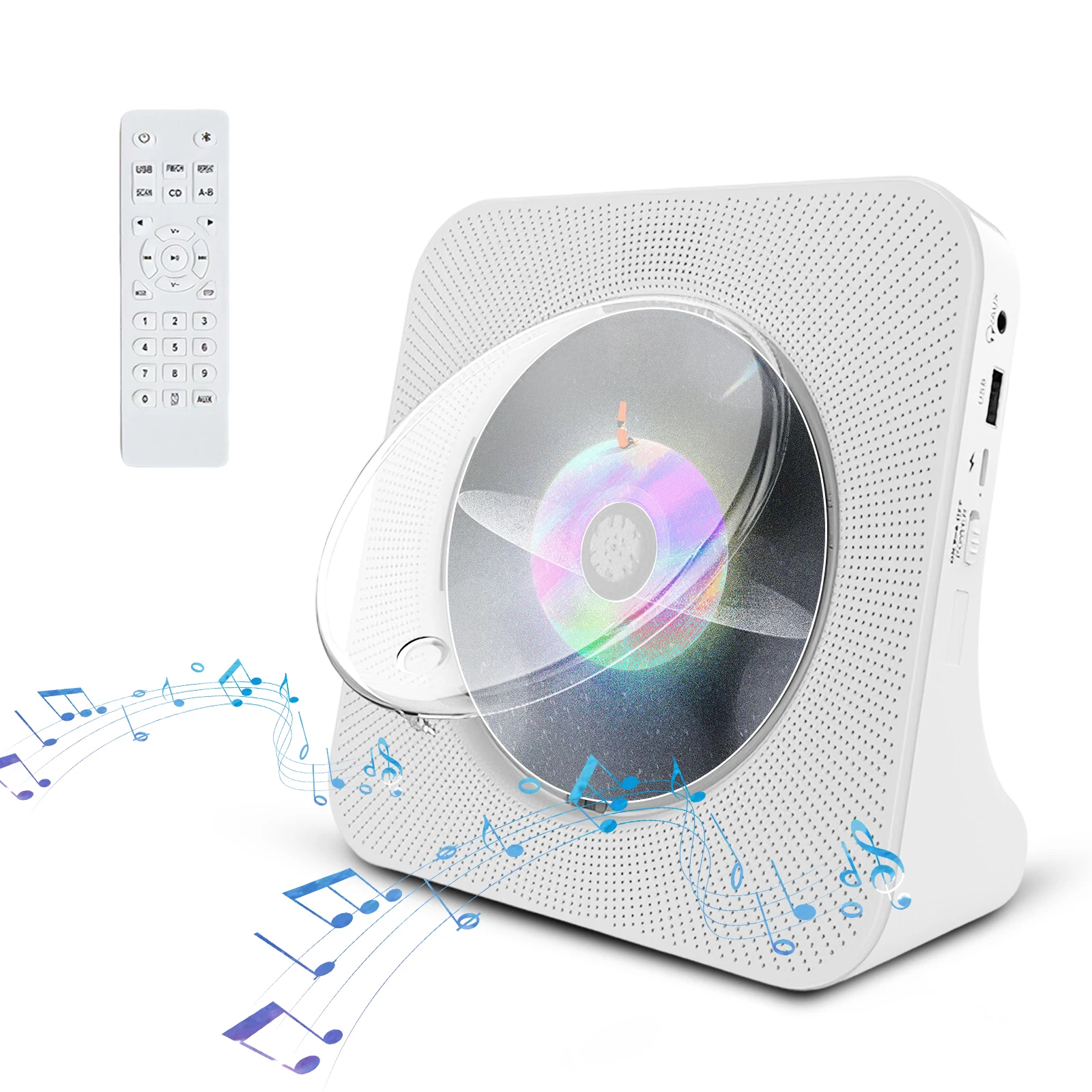 Multifunktionaler  CD-Player mit Bluetooth, FM-Radio, USB/TF, HIFI-Lautsprecher, LED-Display, Mehrfarbig