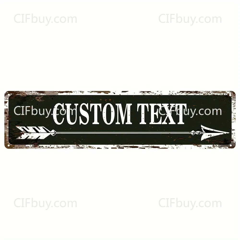 2D Flat Personalized Black Arrow Metal Sign Custom Text Vintage Bar Garage Wall Decor 1pc
