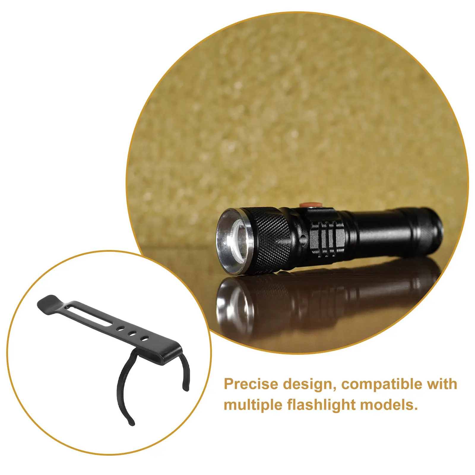 3Pcs Secure Flashlight Clip Attachment - High Strength Metal Flashlight Holder Clip for Belt Vest Backpack Quick Detachable