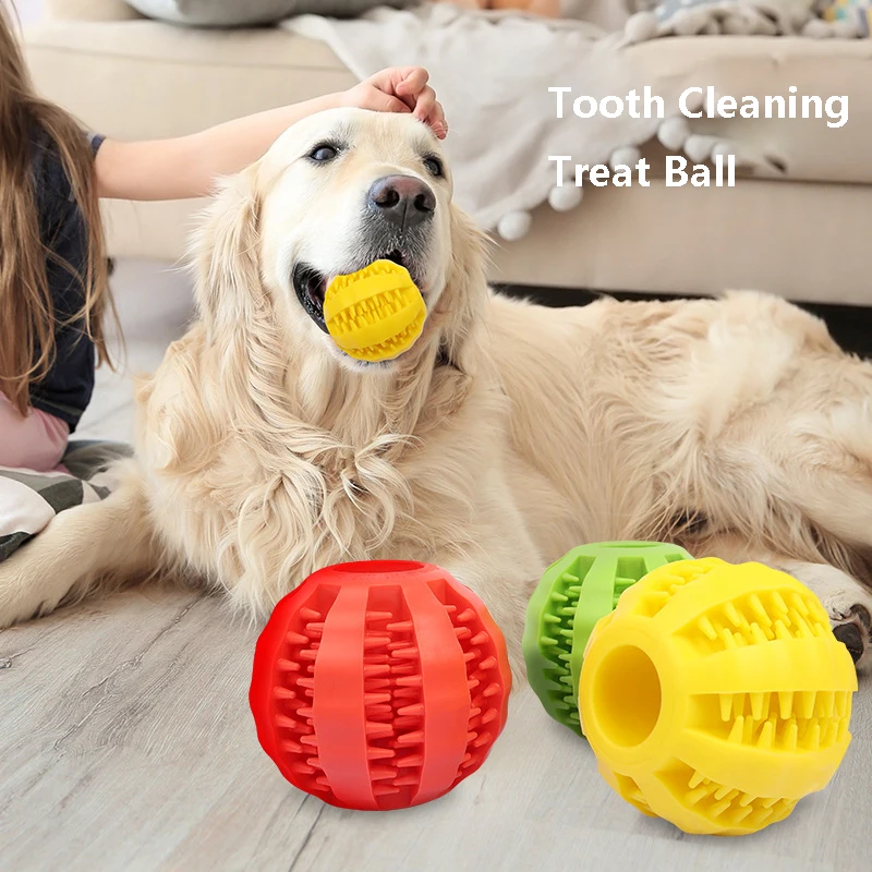 Natural Rubber Pet Dog Toys Dog Chew Toys Tooth Cleaning Treat Ball Extra-tough Interactive Elasticity Ball 5cm for Pet Products