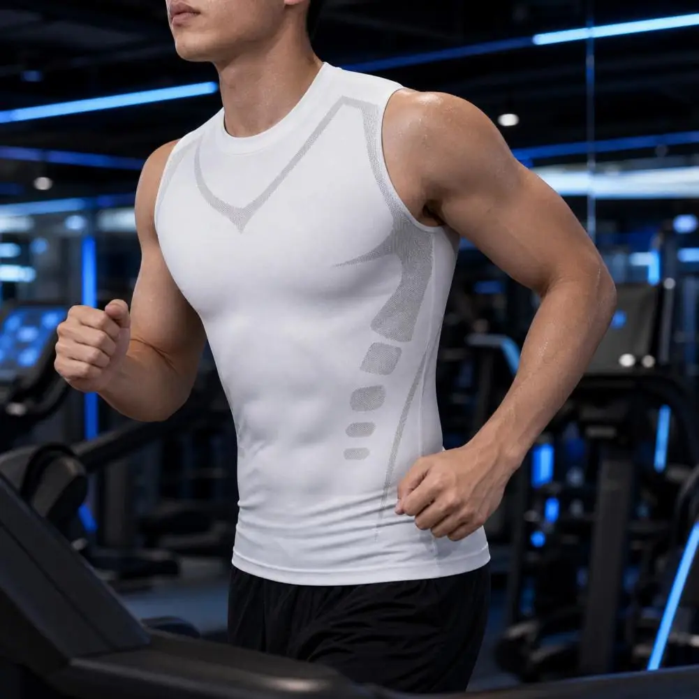 Sports Men's Tank Top, Stretch Quick Dry Compression Vest for Basketball, Muscle Shaping Undershirt, Breathable Fitness Vest