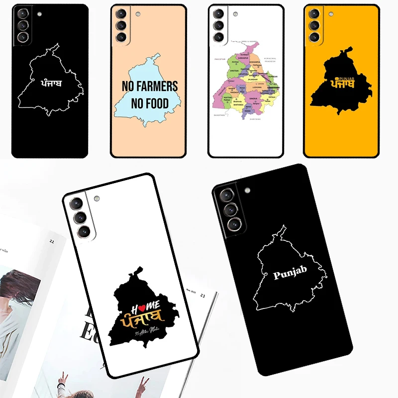 Punjab Map Outline Case For Samsung Galaxy S24 Ultra S23 S22 S21 S20 Plus Note 10 Note 20 S9 S10 S21 FE Cover