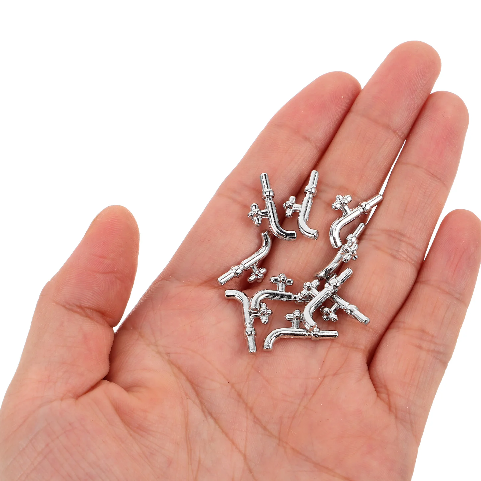 

10pcs Dollhouse Miniature Bathroom Faucets Simulation Single-Handle Taps Diy Kitchen Sink Accessories Play Creative Decor Mini