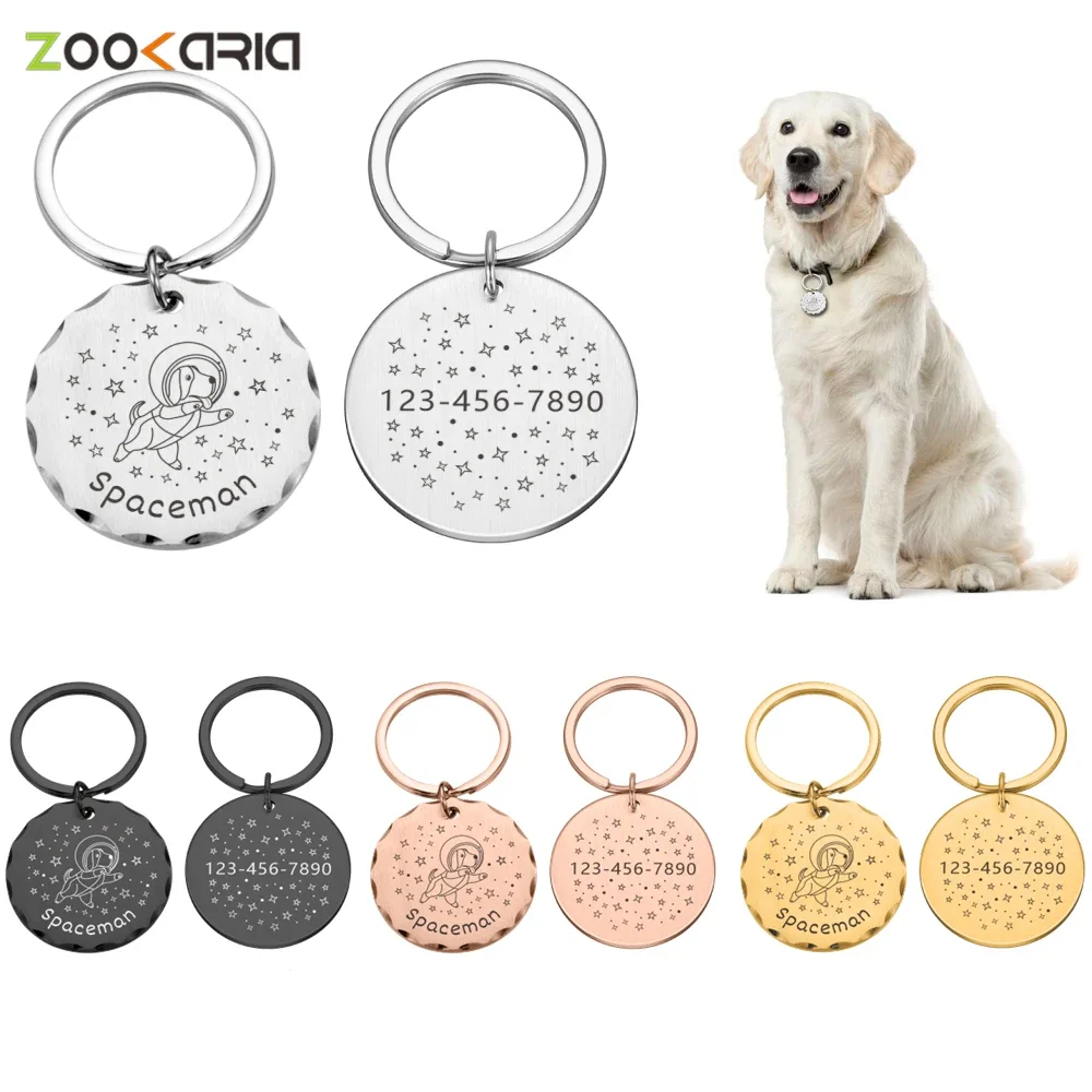 Personalized Dog Collar Address ID Tags for Dogs Medal with Engraving Name Customizable Kitten Puppy Accessories Necklace Chain