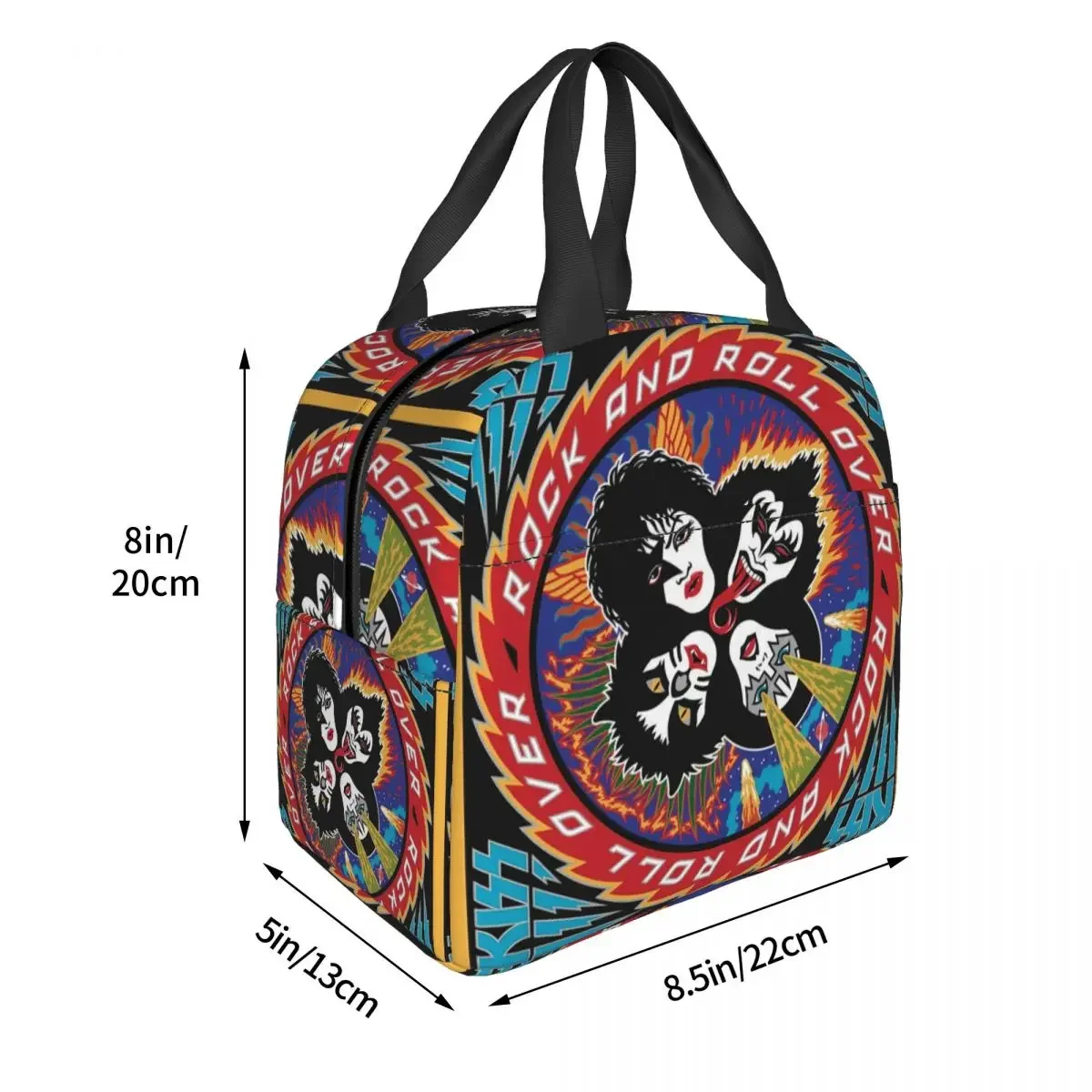 Rock Band Heavy Metal Insulated Lunch Bag Thermal Bag Reusable Kiss Large Tote Lunch Box Food Handbags Beach Travel