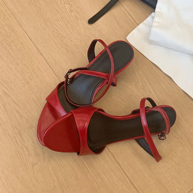 New 2026 Summer Women Low Heel Sandals Elegant Female Ankle Strap Footwear Fashion Peep Toe Dress Ladies Heeled Sandals Shoes - view 5