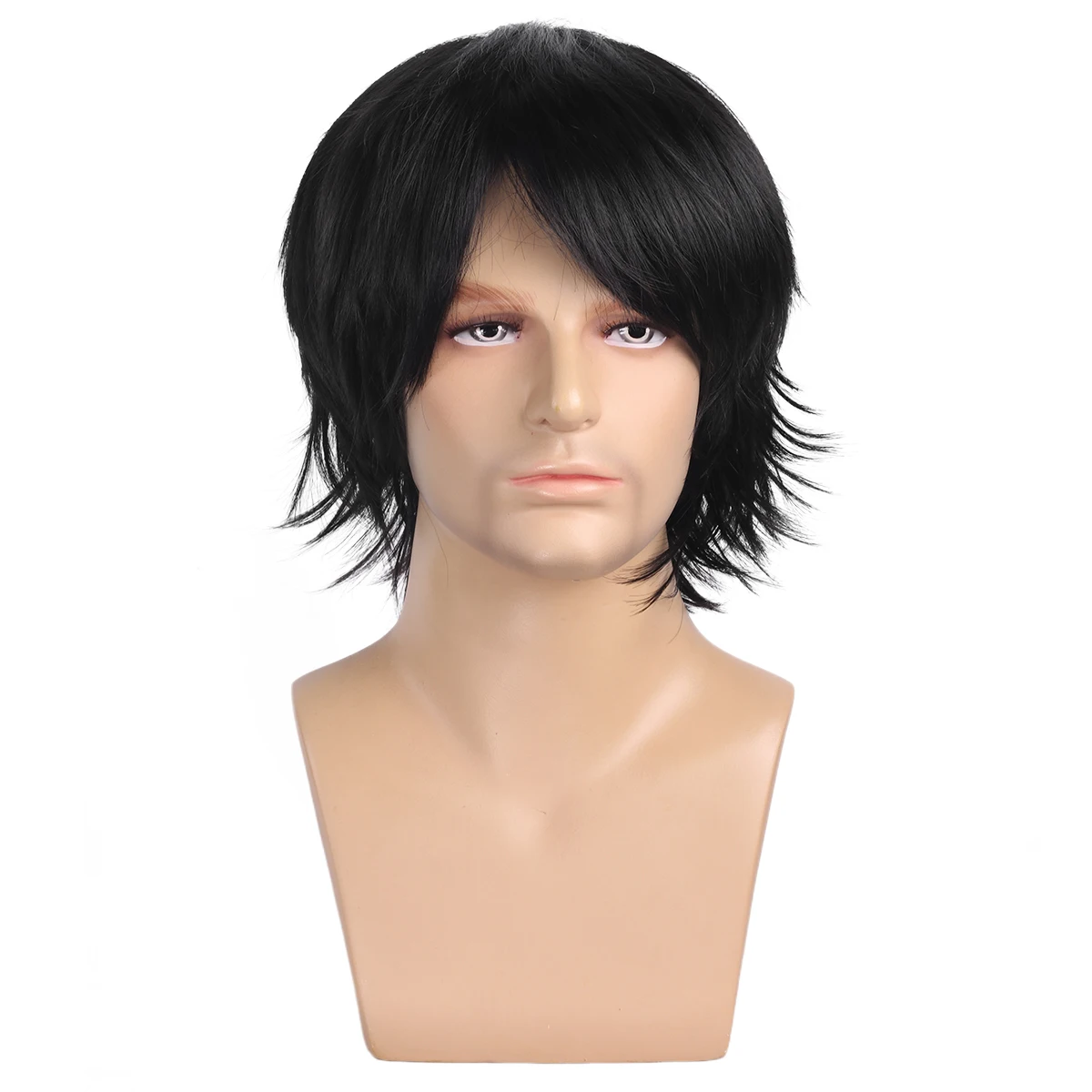 Synthetic 1 Piece 12 Inch Short Men's Wig 150% Density, Gel-Free Wear, Comfortable and Breathable Rose Hairnet