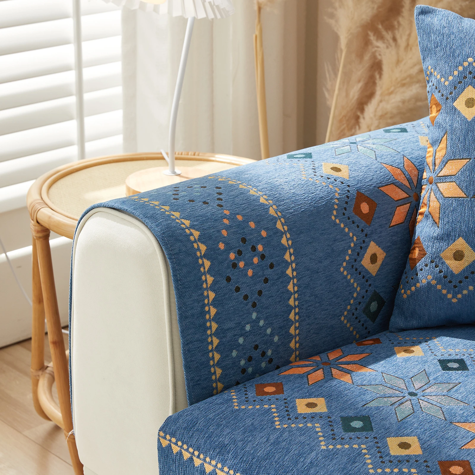 Boho Couch Cover Washable Chenille Sofa Covers for Sectional L-Shaped Sofa Slipcover Pet Friendly Home Decor Furniture Protector
