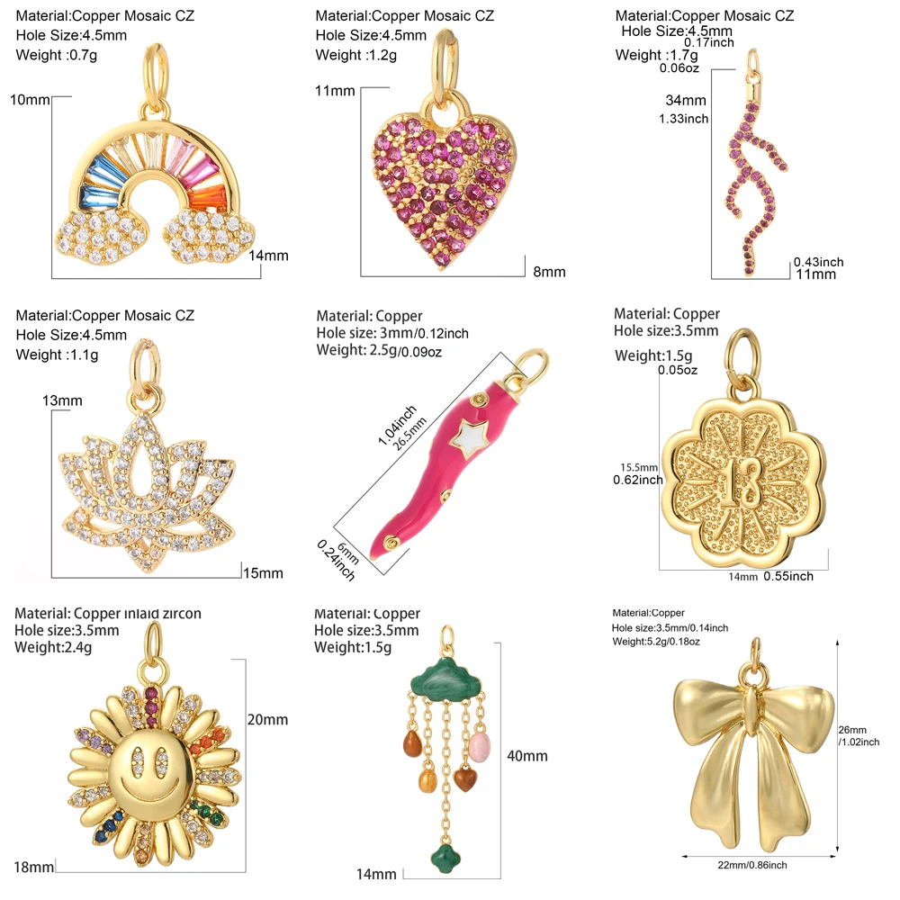 Cute Rainbow Love Charms for Jewelry Making  Gold Color Bowknot Charm DIY Women\'s Necklace Bracelet Pendant Talisman Dijes