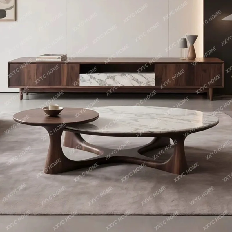 XX light luxury solid wood round small tea table combination modern simple creative living room side table
