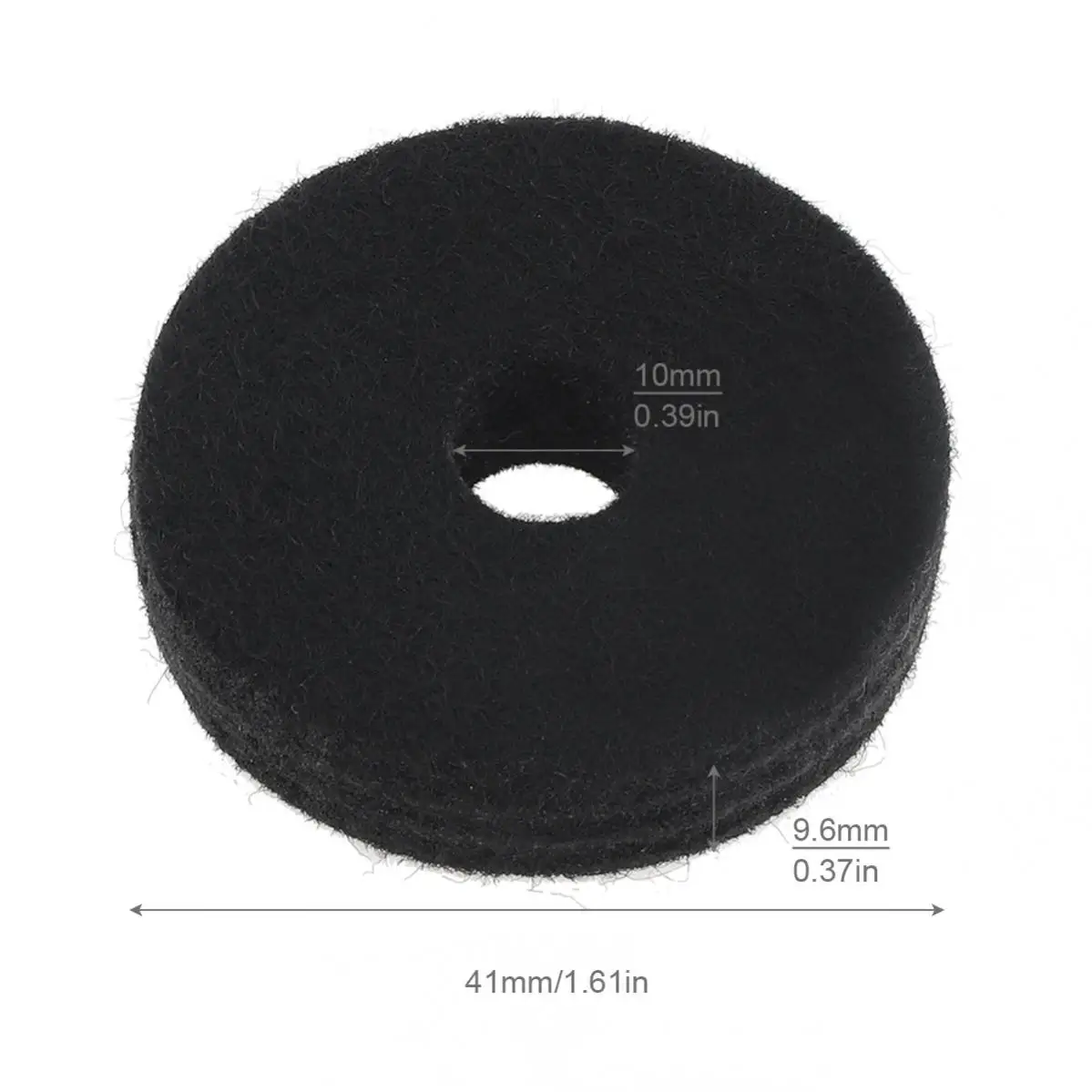 4pcs Cymbal Felt Black Drum Sets Replacement 9.6mm / 0.37in Thickness Drum Cymbal Stand Felt Washer