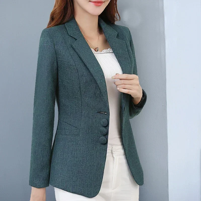 แฟชั่นผู้หญิงเสื้อแจ็คเก็ตทํางาน 2025 Office LadyชุดSlim Single BreastedธุรกิจหญิงBlazer Coatsอย่างเป็นทางการVeste Femme