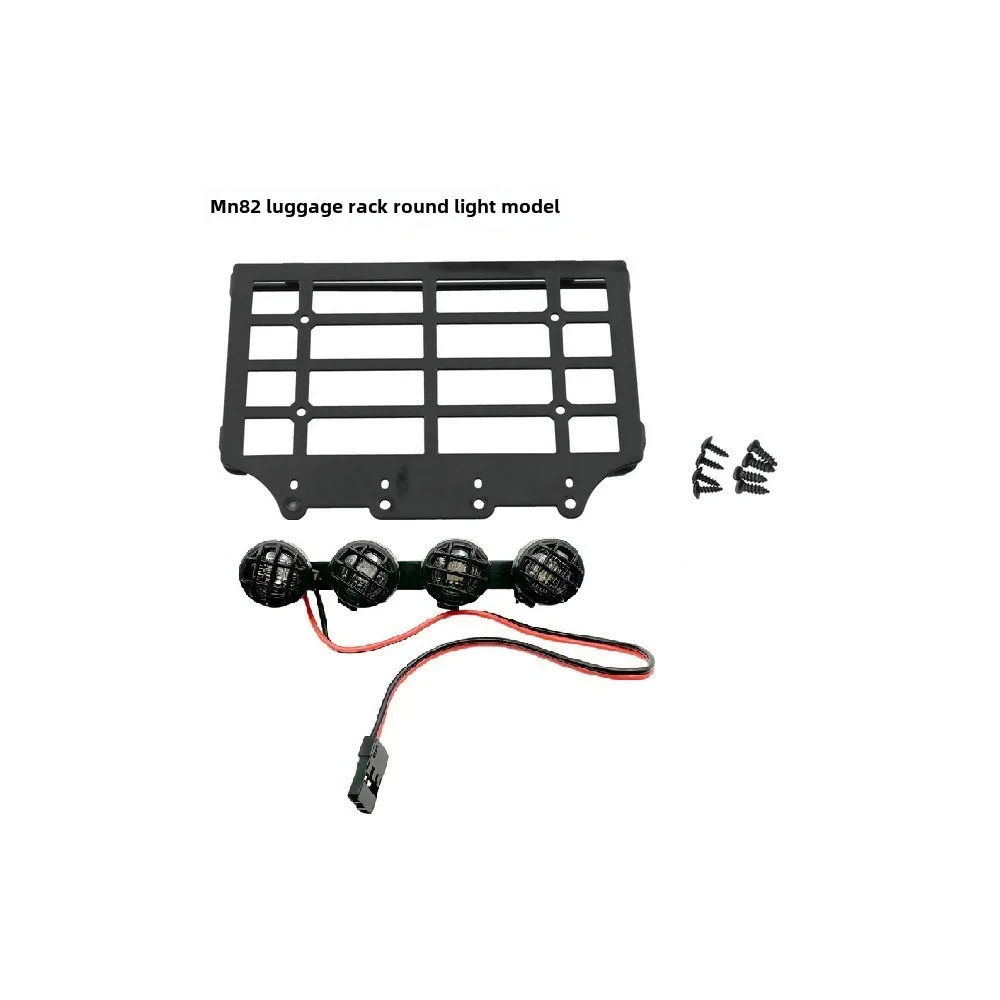 MN82 LC79 Metal Luggage Carrier Roof Rack With LED Light 1/12 RC Car Upgrade Parts Accessories