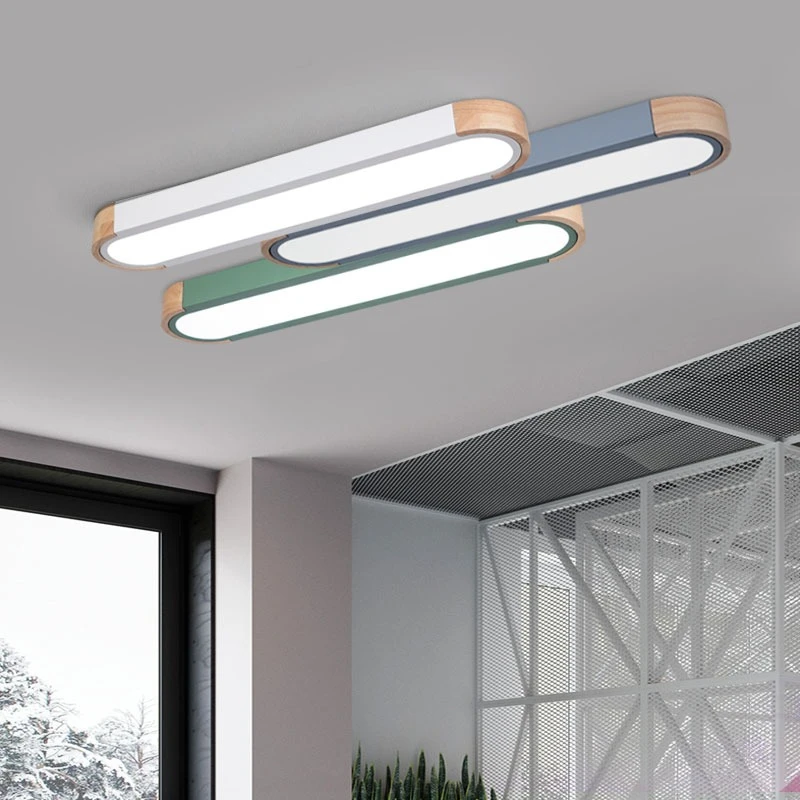 Simple Dopamine Iron Art Solid Wood Acrylic Ceiling Light Bedroom Living Room Study Bar Counter LED Cozy Home Furnishings Lamp