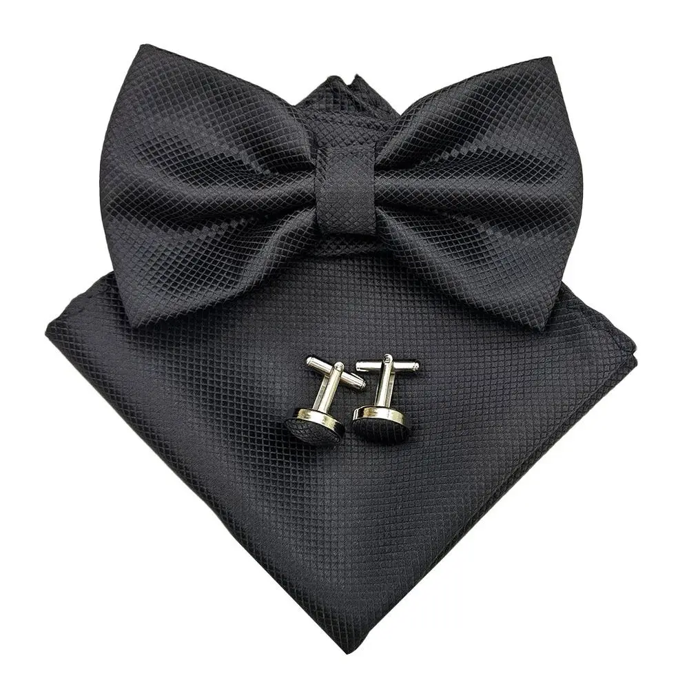 3 unids/set de corbata de diseñador de moda, conjunto de gemelos de pañuelo de negocios de lujo cuadrados de bolsillo elegantes ajustables para hombres