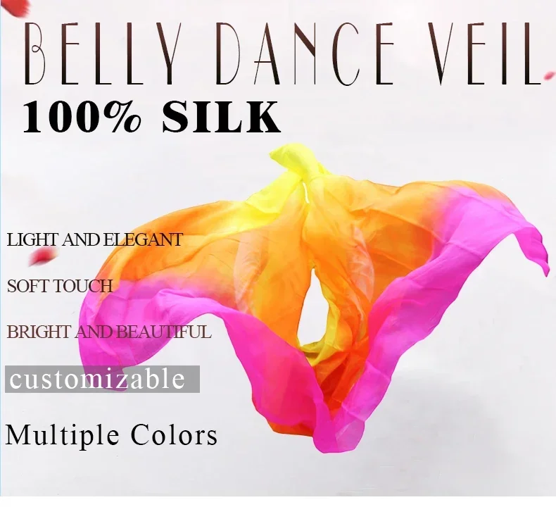 Belly Dance Silk Veil 100% Real Silk Belly Dance Accessory Hand Scarf Shawls Belly Dancer Performance Prop Can Be Customized