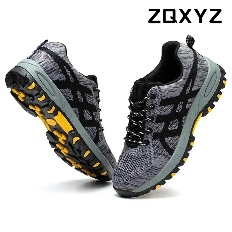 Men's Lightweight Breathable Safety Shoe Steel Toe Cap Anti-drop Anti-piercing Safety Boots for Construction Site Wear-resistant image 2
